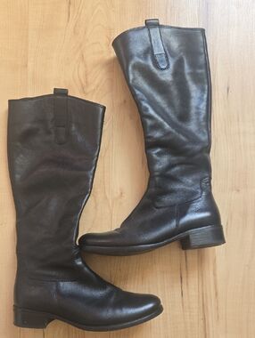 Gabor Black Leather Kneehigh Riding Boots